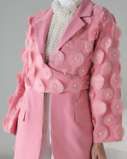 Danah pink blazer with pearl detailing, view 4 | Vivido Boutique Kuwait