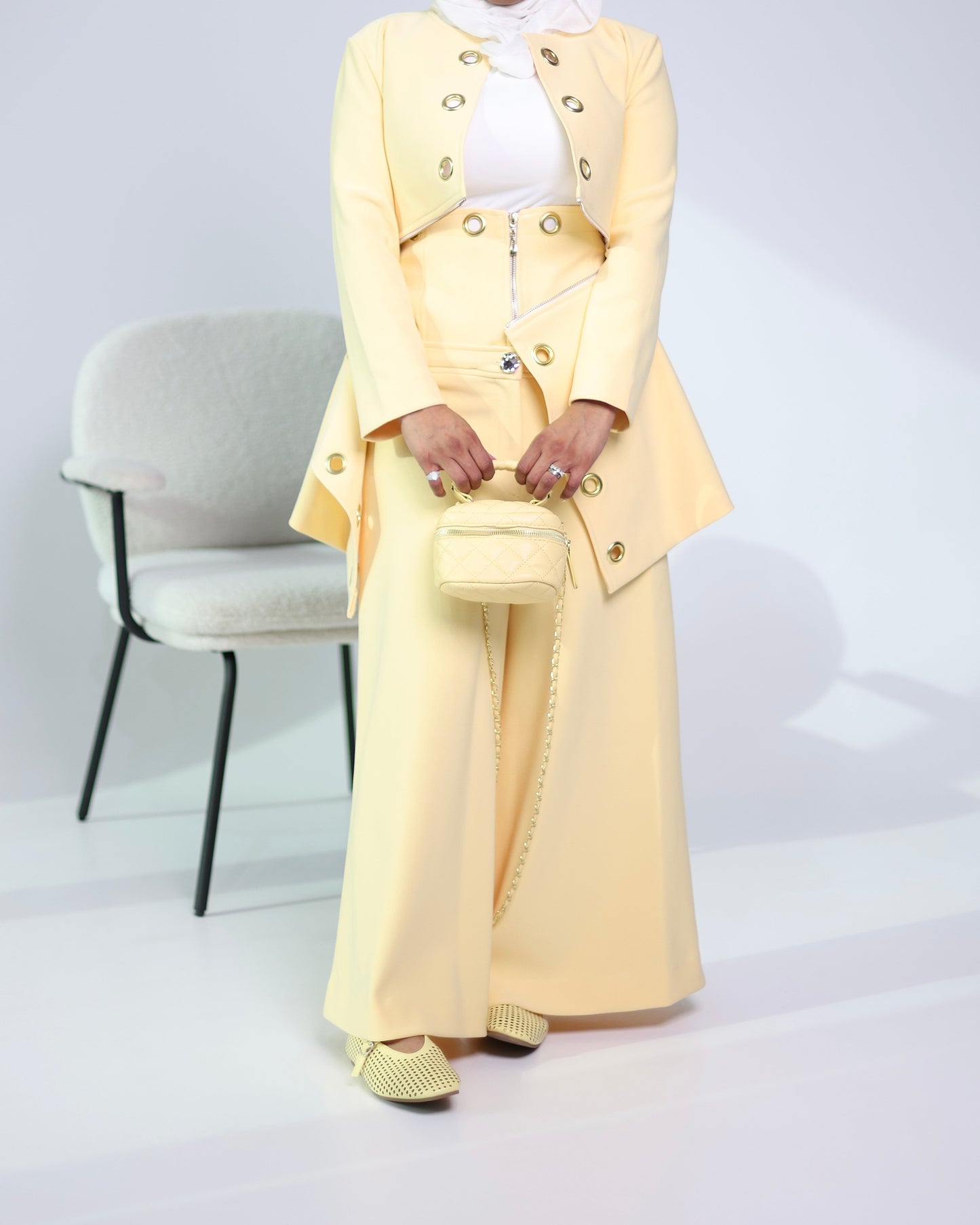 Butter — butter yellow women's suit with zip-detail blazer | Vivido Boutique Kuwait