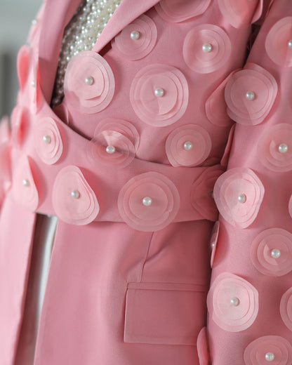Danah pink blazer with pearl detailing, view 5 | Vivido Boutique Kuwait